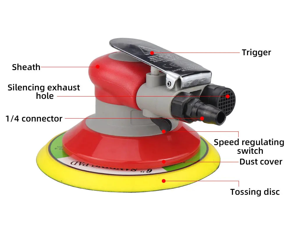 HIFESON 5/6 inch Pneumatic Sander Air Sander Sanding Machine Polisher Tool 125mm/150mm Air Power Sander