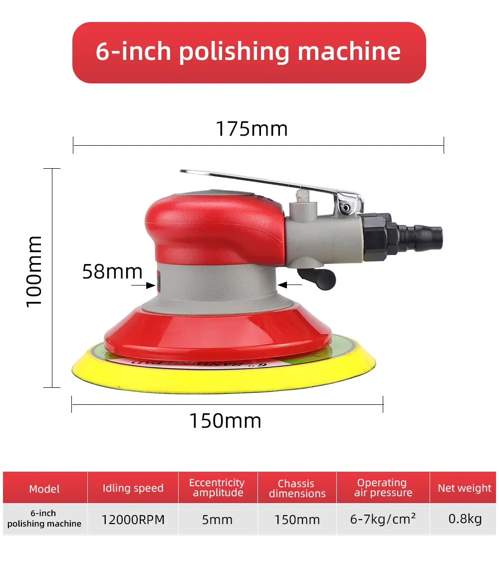 HIFESON 5/6 inch Pneumatic Sander Air Sander Sanding Machine Polisher Tool 125mm/150mm Air Power Sander